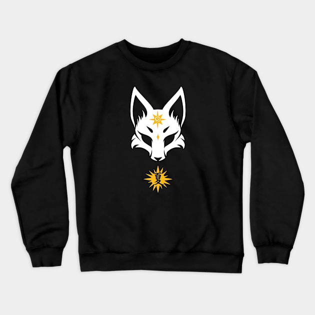 Japanese Kitsune Fox Mask Natsu Summer Crewneck Sweatshirt by LoshimizuDesign